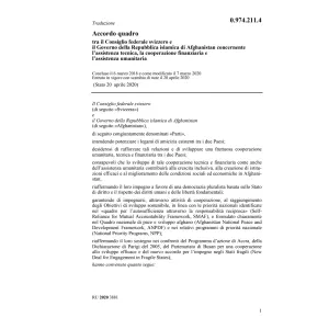 Acc. quadro Afghanistan ass. umanitaria