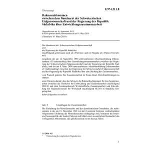Abk.CH-Südafrika Entwicklungszusammenarb