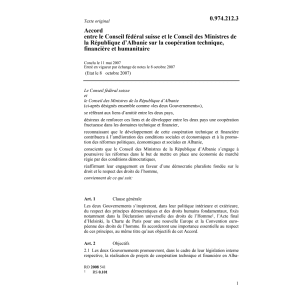 Acc. CH-Albanie coopération technique