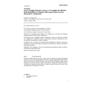 Acc. CH-Albania cooperazione tecnica