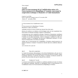 Acc.CH-Arménie coopération technique