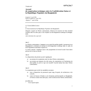 Coopérat.technique CH-Bangladesh