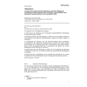 Abk.CH-Bosnien technische Zusammenarbeit