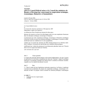 Acc.CH-Bosnie coopération économique