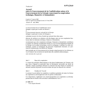 Acc. suisse-Géorgie coopér.humanitaire