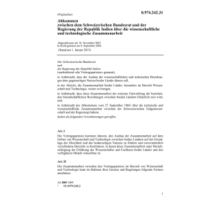 Abk.CH-Indien techn. Zusammenarbeit