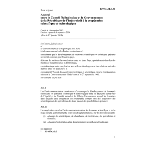 Acc.CH-l'Inde coopération technologique