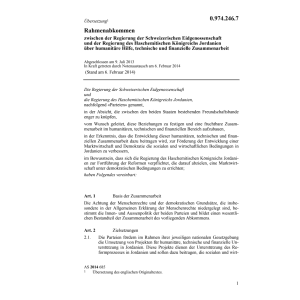 Rahmenübereink. CH-Jordanien human.Hilfe