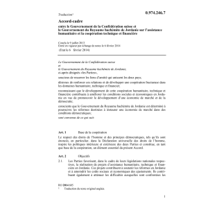 Acc.-cadre CH-Jordanie ass.humanitaire