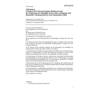 Abk. CH-Rep. Kosovo humanitäre Hilfe