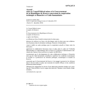Acc. CH-Rép. Kosovo aide humanitaire