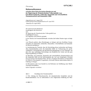 Rahmenabk. 4.8.21 Schweiz. BR Reg. Laos
