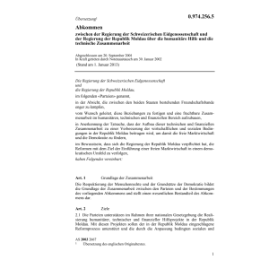 Abk. CH-Moldau technische Zusammenarbeit