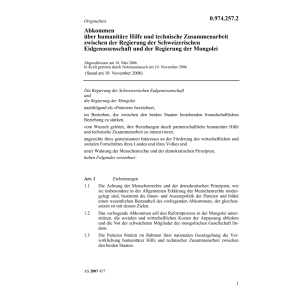 Abk. CH-Mongolei humanitäre Hilfe