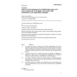 Acc. CH-Mongolie l'aide humanitaire