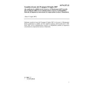 Acc. CH-Montenegro cooperazione tecnica