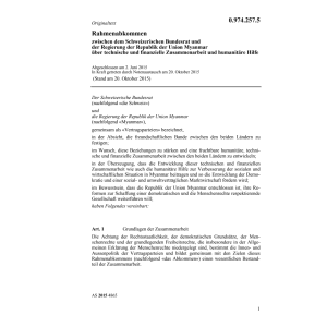 Rahmenübereink. CH-Myanmar humanit.Hilfe