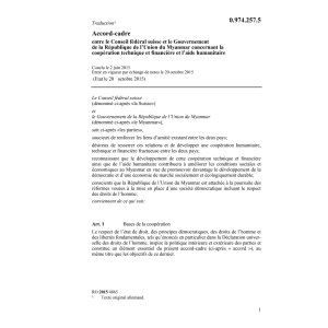 Acc.cadre CH-Myanmar aide humanitaire