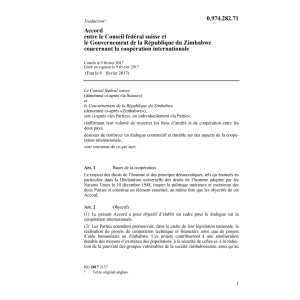 Acc. CH-ZWE conc. coopération internat.