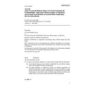 Acc. CH-Algèrienne prot.investissements