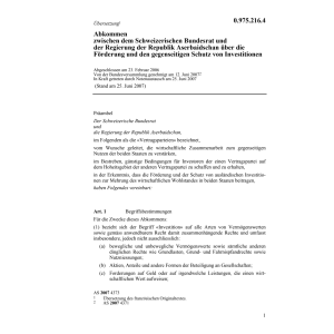 Abk.CH-Aerbaidschan Schutz Investitionen