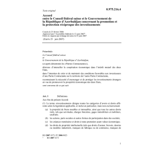 Acc. CH-Azerbaïdjan réciproque invest.