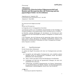 Abk. CH-Bosnien Schutz Investitionen