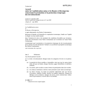Acc. CH-Bosnie prot.investissements