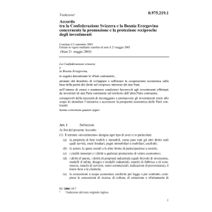 Acc. CH-Bosnia protezione investimenti