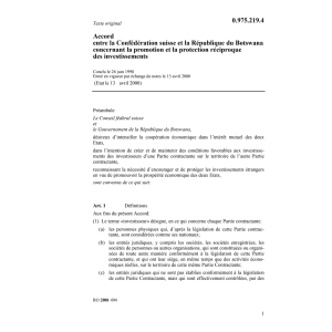 Acc Botswana protection investissements