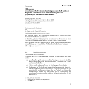 Abk.CH-Kolumbien Schutz Investitionen