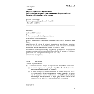 Acc. Suisse-Rép.dominicaine investissem.