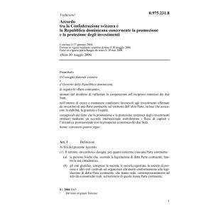 Acc. svizzera-Rep. dominicana investim.