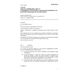 Acc Suisse-El Salvador investissements