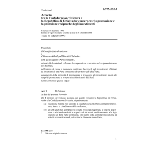 Acc Svizzera-El Salvador investimenti
