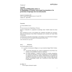 Acc. Suisse - Estonie investissements