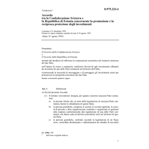 Acc. Svizzera - Estonia investimenti