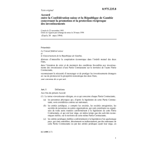 Ac réciproque des investissements Gambie