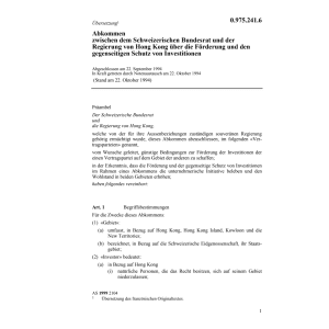 Abk Hong Kong Förderung Investitionen