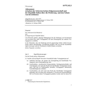 Abk. CH-Indien Schutz Investionen