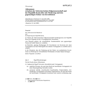 Abk. Republik Kenia Schutz Investitionen