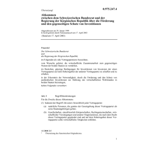 Abk.CH-Kirgischen Rep.Schutz Investionen
