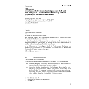 Abk. CH-Lesotho Schutz Investitionen