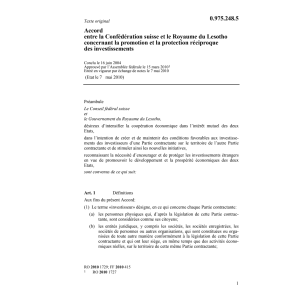 Acc.CH-Lesotho réciproque investissement