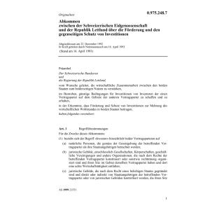 Abk Schweiz Lettland Schutz Investitione