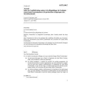 Accord Suisse Lettonie investissements