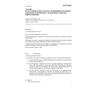 Accordo Svizzera Lettonia investimenti