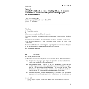 Acc suisse Lituanie prom. investissement