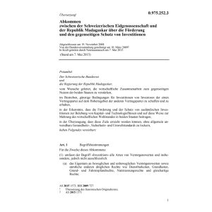 Abk. CH-Madagaskar Schutz Investitionen