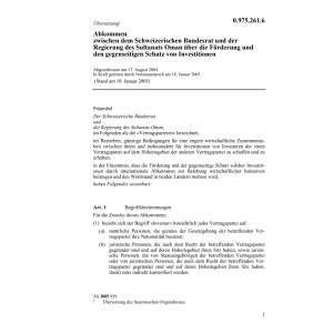 Abk. CH-Oman Schutz Invenstitionen